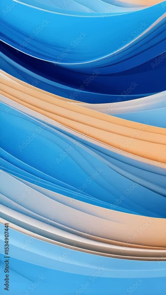 Aufkleber abstract flowing layers of blue, tan, and white creating a dynamic 3d background with a minimalist a