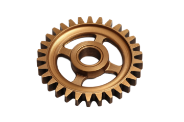[Transparent Background PNG]Vintage Bronze Gear Object on White Background