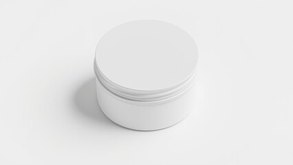 white Matte Circular Tin Jar Mockup on White Background