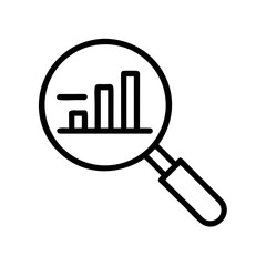 Magnifying Glass with Bar Chart Icon – Data Analysis Symbol Outline