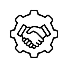Obraz premium Business Partnership Icon with Handshake and Gear Symbol for Collaboration