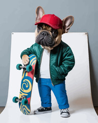 Skateboarding French Bulldog