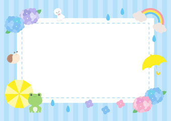 かわいい梅雨のフレーム、四角い飾り枠