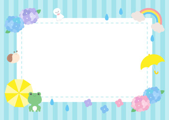 梅雨のフレーム、かわいい梅雨のイラスト