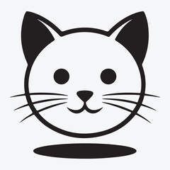 Cute cartoon black cat character illustration with funny big eyes and heart design