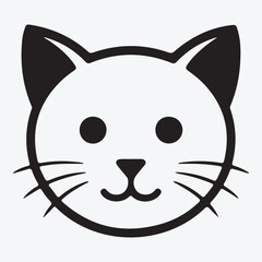 Cute cartoon black cat character illustration with funny big eyes and heart design