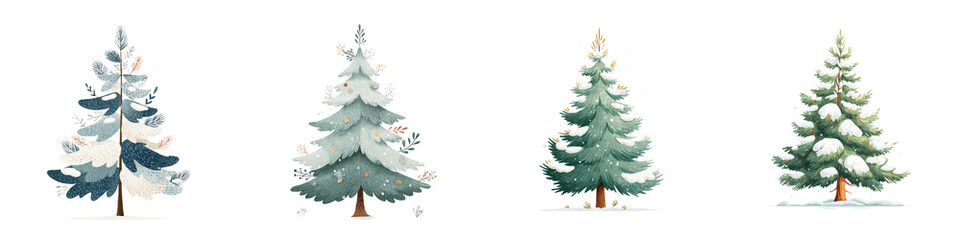 Obraz premium Snowy evergreen trees in a winter landscape