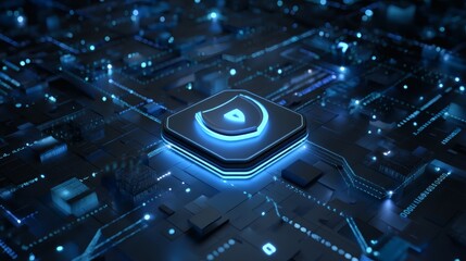 Digital Shield Icon Representing Cybersecurity and Data Protection