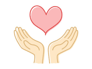 手とハートのイラスト