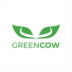 Organic Farming Logo – Green Cow Symbol with Leaf Horns Vector