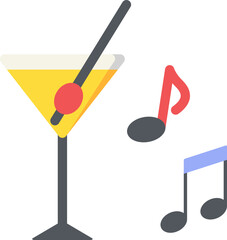 Cocktail Music Flat Icon