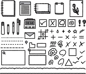 文房具と記号のアイコンセット