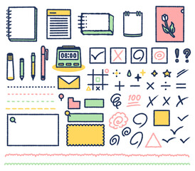 文房具と記号のアイコンセット