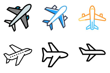 Air Plane Icon Flight Travel Airport Aviation Symbol Set