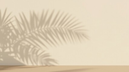 Obraz premium Beige background with palm leaf shadow minimalist design aesthetic