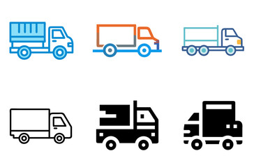 Truck Icon Delivery Transport Logistics Cargo Symbol Set