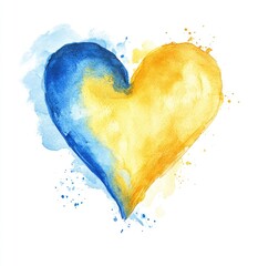 A vibrant heart, painted in shades of blue and gold, evokes a sense of unity and hope. Watercolor heart with blended colors
