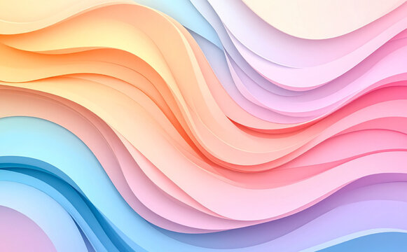 Colorful Abstract Gradient Waves &ndash; Pastel Flowing Layers Background