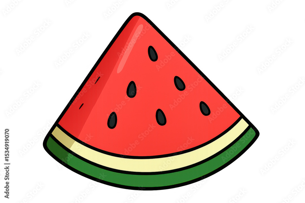 Aufkleber refreshing cartoon watermelon slice with visible seeds and rind, isolated on a transparent backgroun
