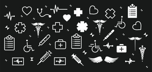 Medical icons set. Healthcare and medicine. Medical Insurance.