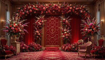 Fototapeta premium Luxurious floral arrangement in a grand room.