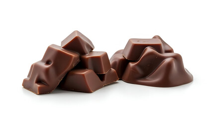 Delicious chocolate chunks presented against a crisp white background creating contrast