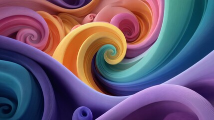 Colorful Swirls of Abstract Shapes in Vibrant Tones and Patterns