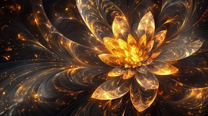 A detailed gold flower with intricate patterns.
