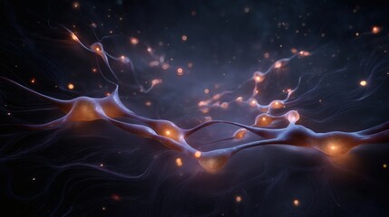 Abstract Neural Connections with Glowing Nodes and Dark Background