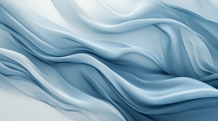Abstract flowing blue fabric waves, elegant and smooth texture background.