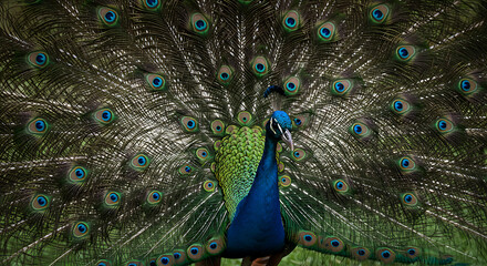 Fototapeta premium peacock with feathers out