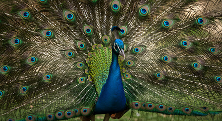 Obraz premium peacock with feathers out