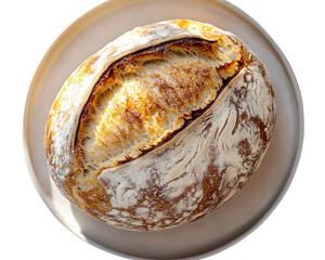 Artisan sourdough bread loaf with rustic golden crust