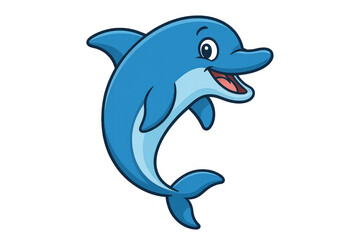 Obraz premium Playful marine mammal leaping with wide smile, cartoon-style graphic against transparent background
