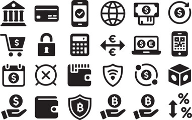 Comprehensive Set of Finance and Banking Icons  EPS Vector Illustrations for Websites and Apps