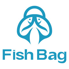 fish bag flat minimalist logo design