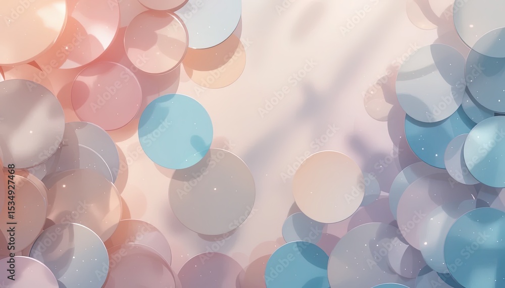 Poster abstract design with overlapping circles in pastel colors.