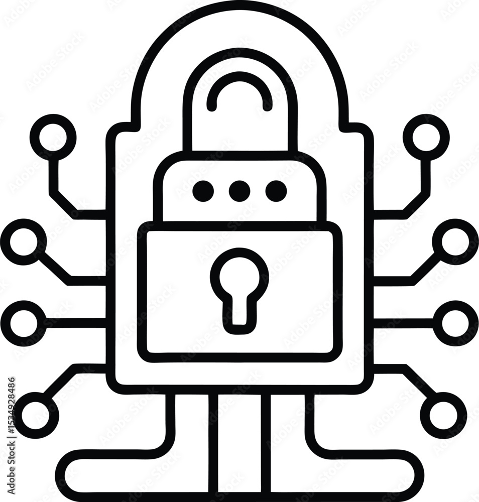 Poster data encryption outline: security icon