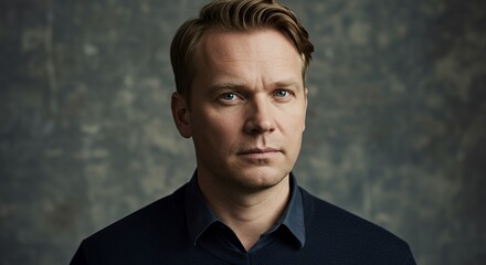 Portrait of a Man, Serious Expression, Studio Shot