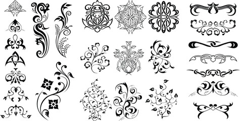 Floral elements silhouttes