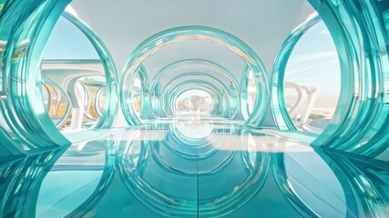 Futuristic Transparent Tunnel Virtual Space Presentation Background