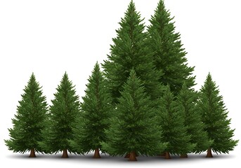 Lush Evergreen Grove: 3D Rendered Conifers