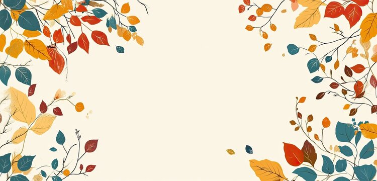 Autumnal foliage frame with cream background