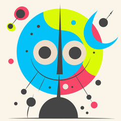 Funny Cartoon Emotion. Positive Graphic Design.