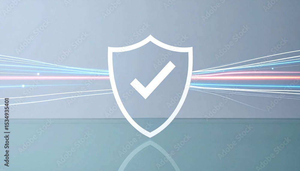 Poster digital security shield with checkmark symbol representing online protection and cybersecurity safeg