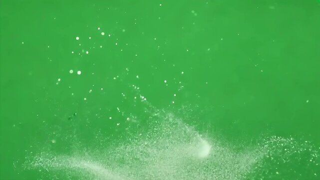 White particles ascend green screen background creating dynamic motion effect perfect chroma overlays smooth 4K resolution