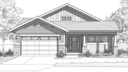 Architectural drawing of a modern house design.