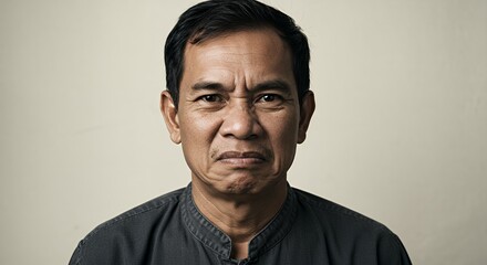 Portrait of a Displeased Asian Man