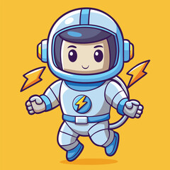 Obraz premium Astronaut in a space suit is running with lightning bolts around him.