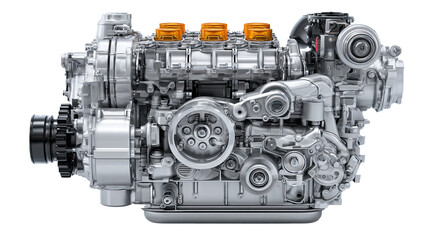 Powerful car engine isolated on transparent background